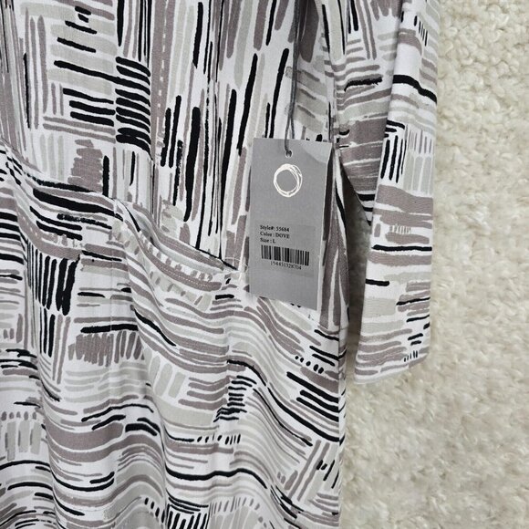 Habitat Gray Pullover Dress Large Artsy Stretch 3/4 Sleeve Casual Above Knee - Picture 4 of 14